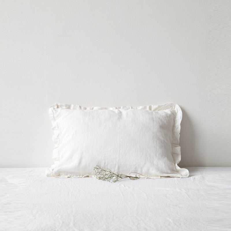 Calvia Cozy Linen Frill - Handmade Linen Pillowcase