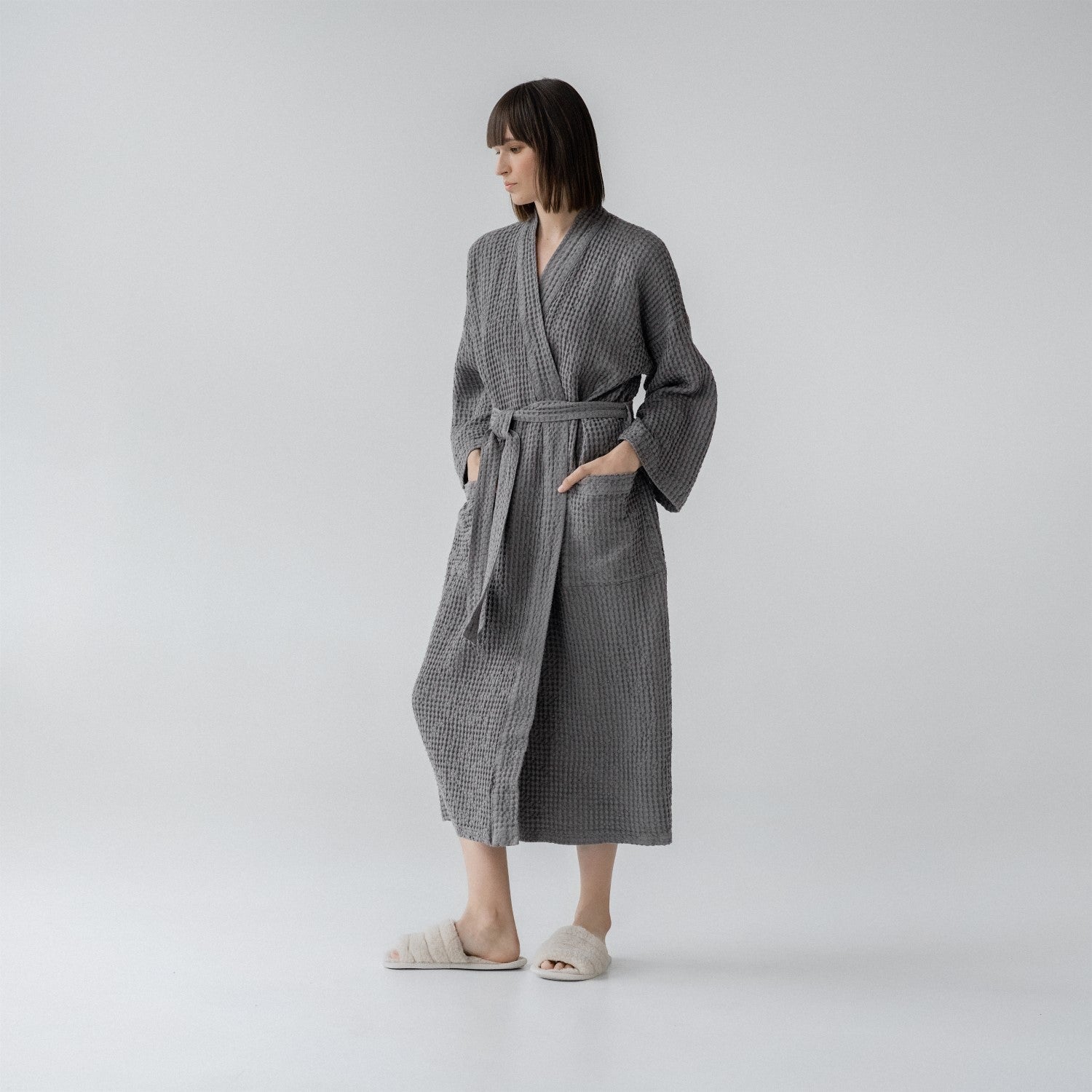 Ferrol CloudWaffle Linen Robe - Oversized Gentle Massage Bathrobe