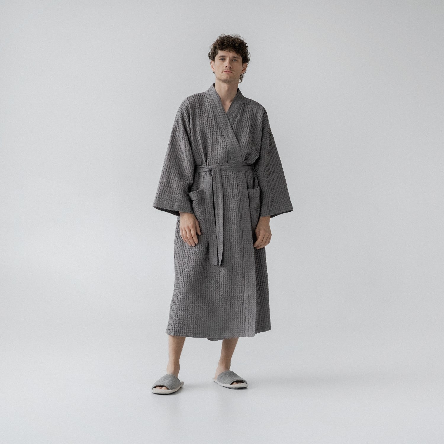 Ferrol CloudWaffle Linen Robe - Oversized Gentle Massage Bathrobe