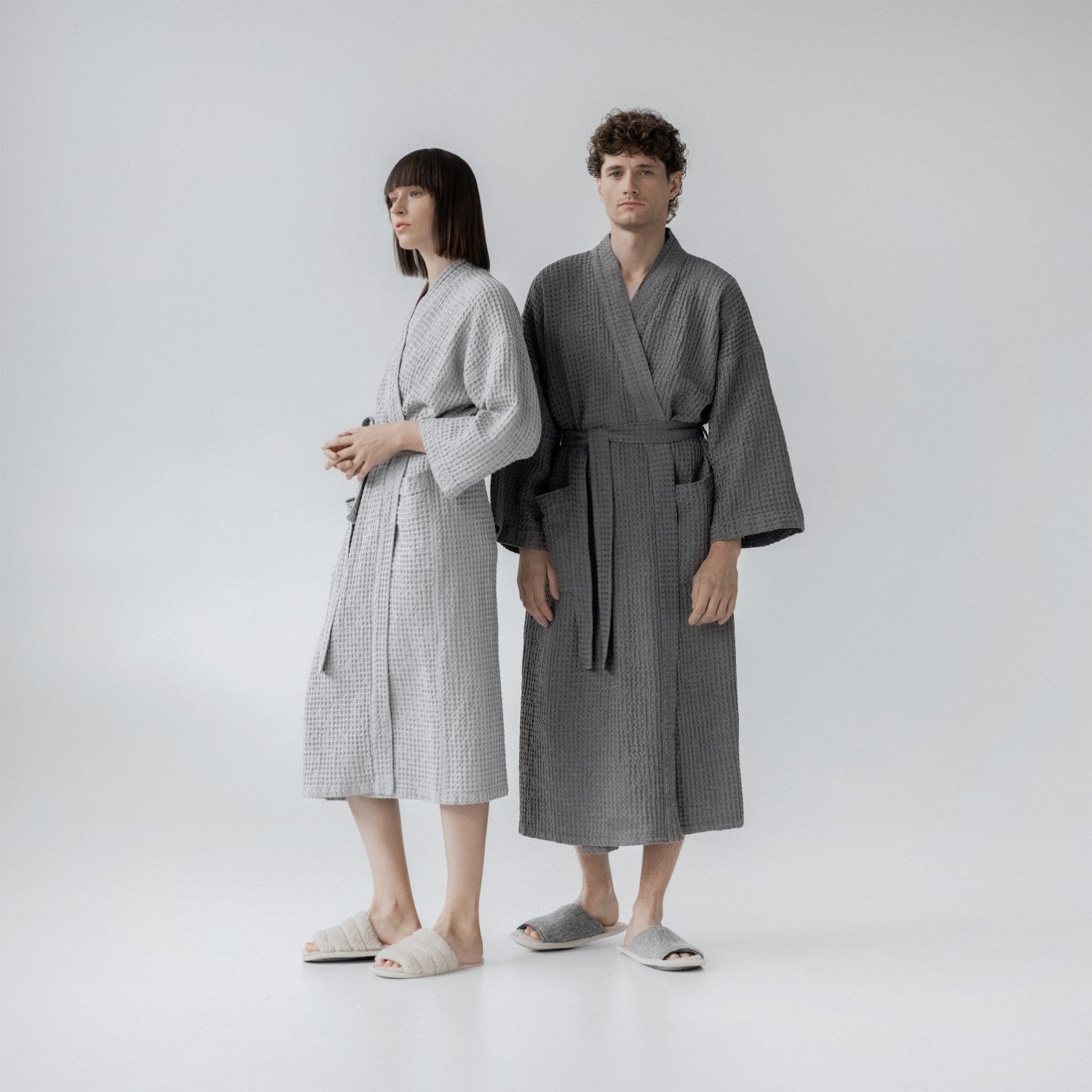 Ferrol CloudWaffle Linen Robe - Oversized Gentle Massage Bathrobe