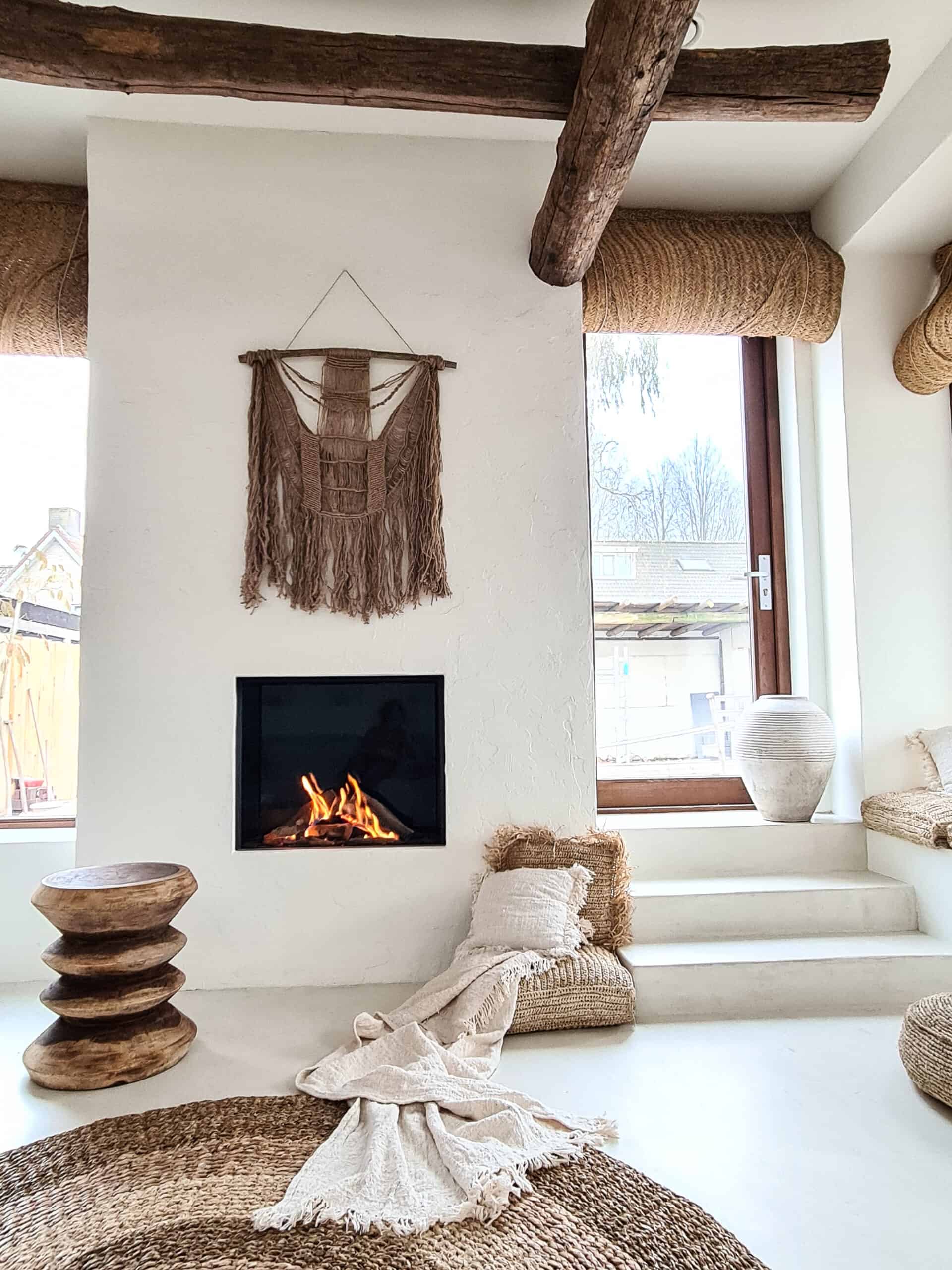 Ronda Linen Throw with Fringes - Natural-Toned Textile