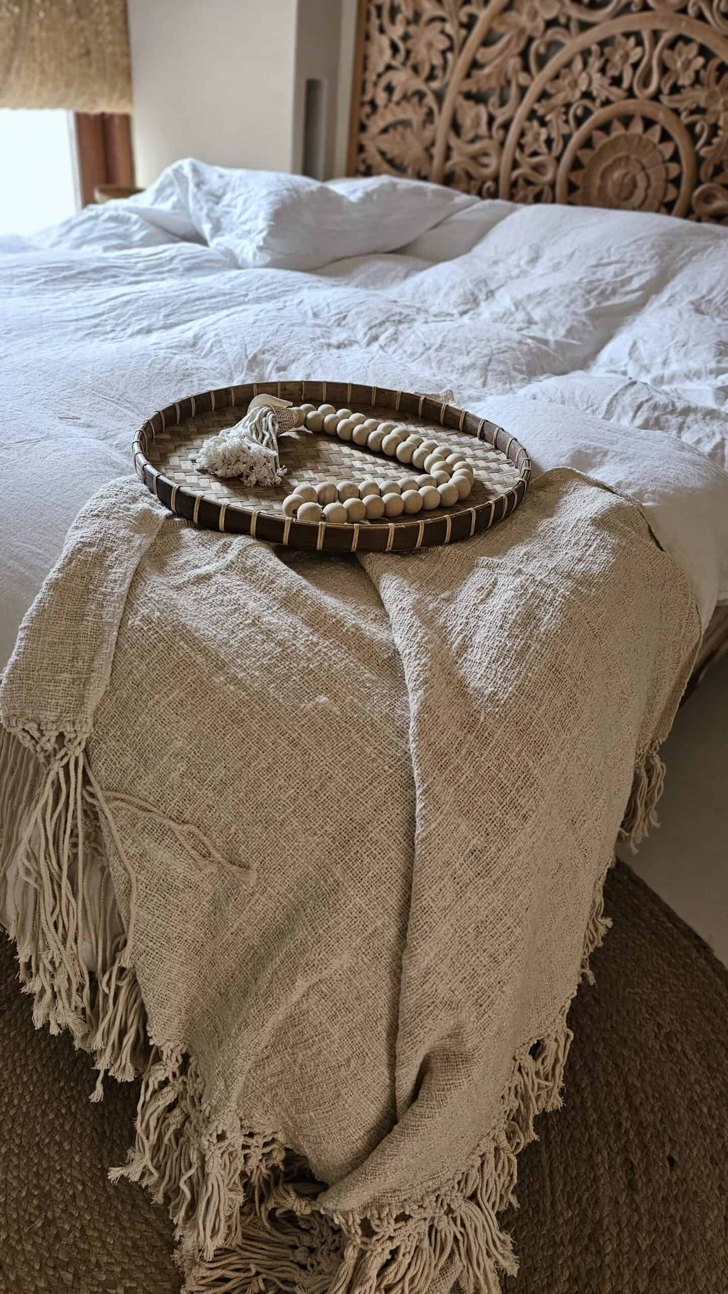 Aguimes Wooden Bead Garland - Rustic Bohemian Decor