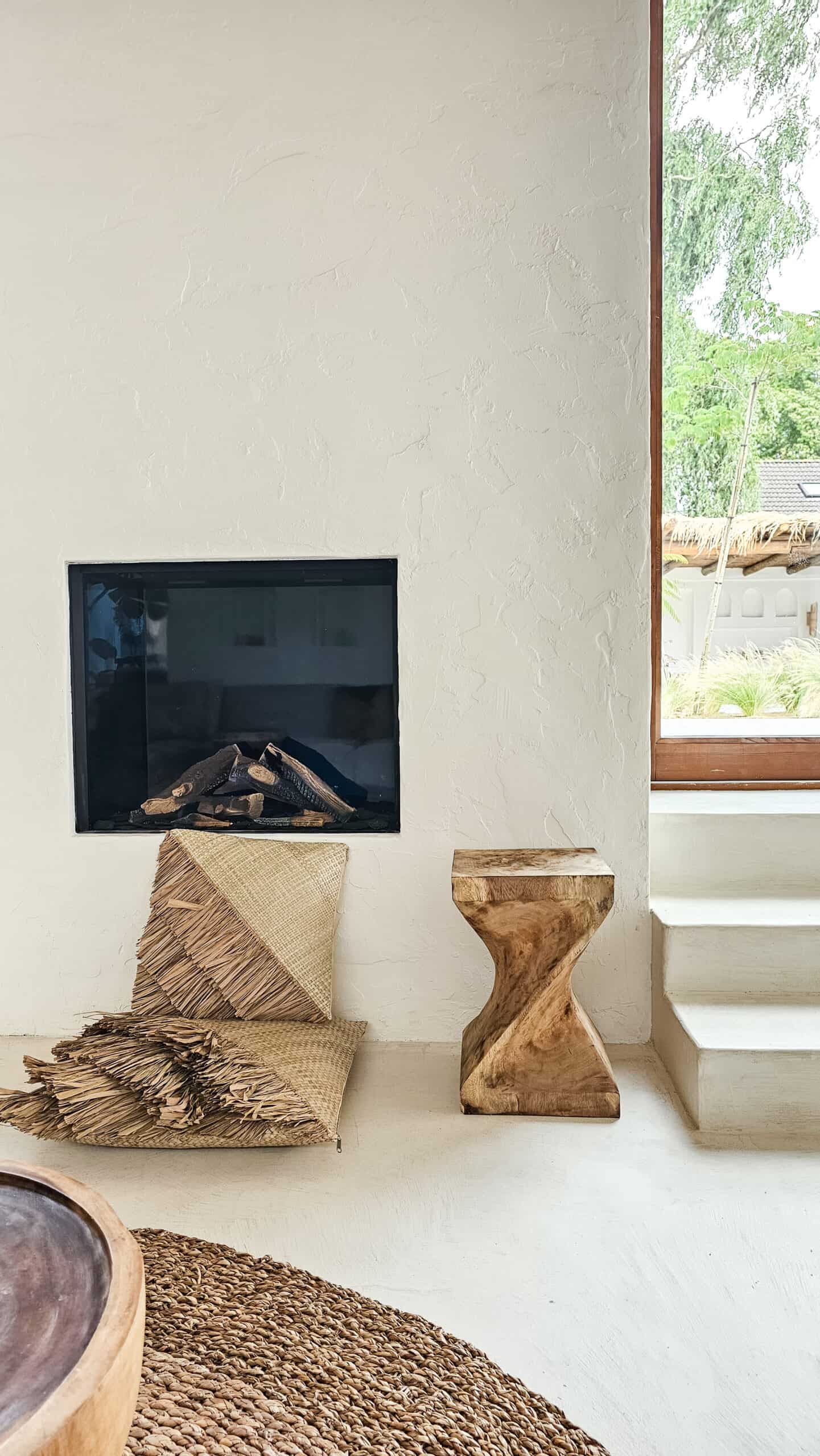 Santander Bamboo Pillow - Large Natural Embellished Raffia