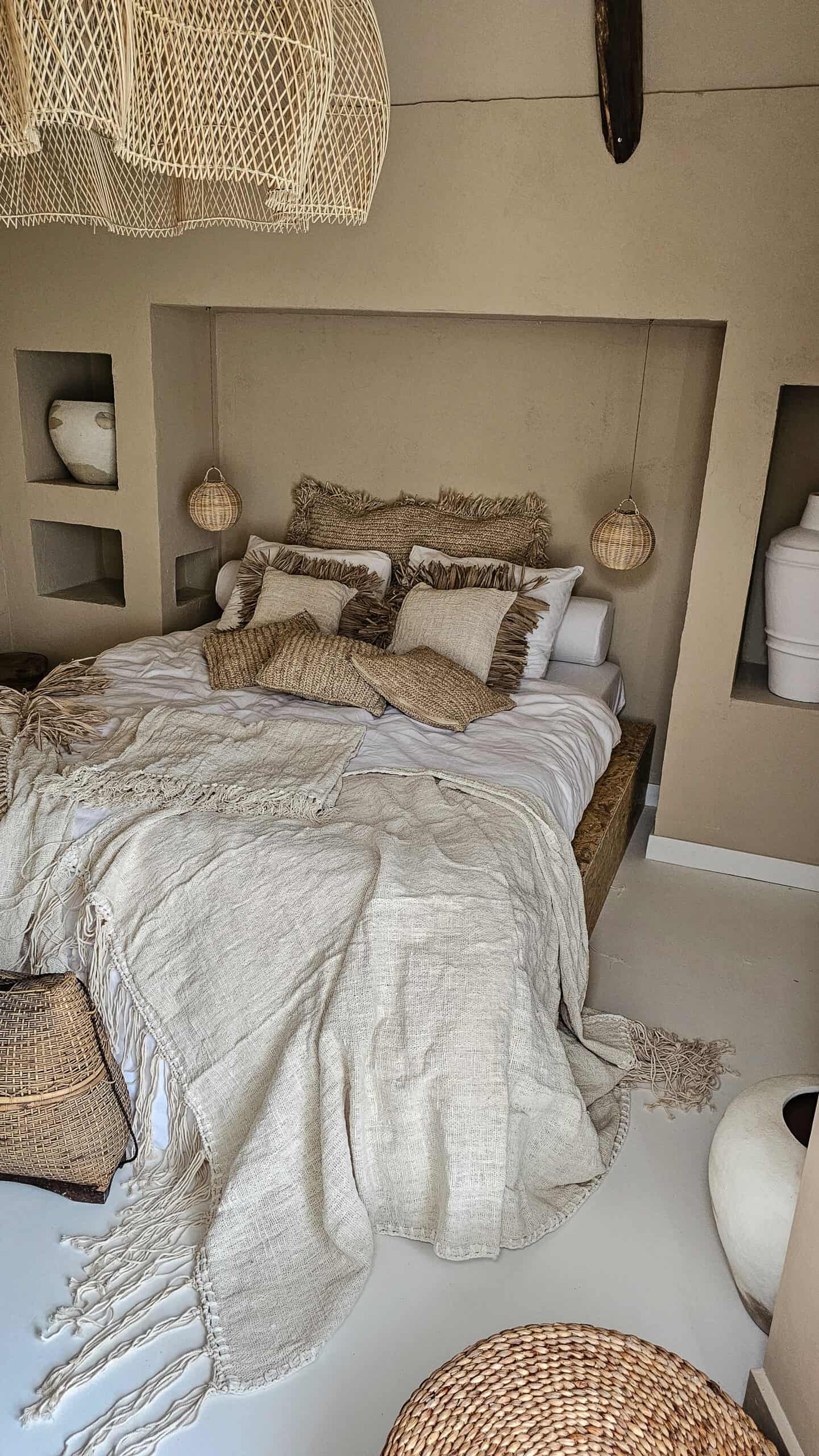 Aguimes Linen Blanket - Coarse Linen Throw