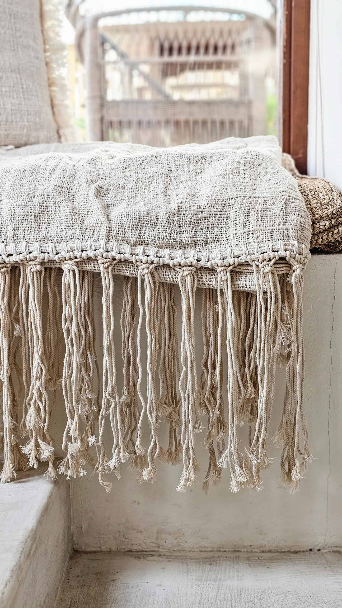 Aguimes Linen Blanket - Coarse Linen Throw