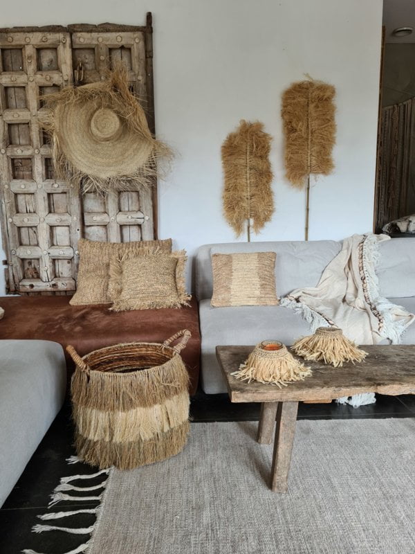 Guadalajara Raffia Basket Holder - Rustic Candle Holder