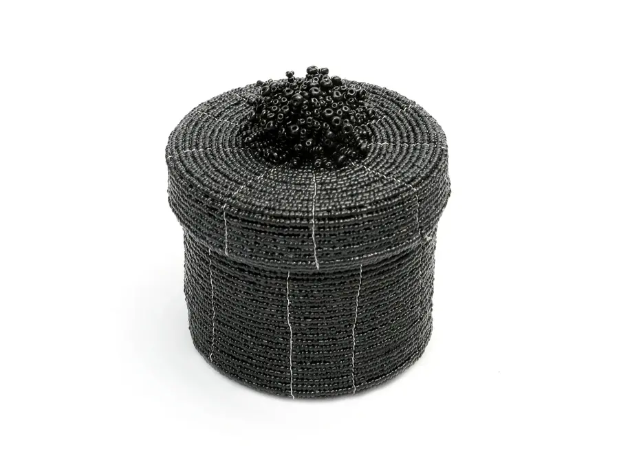 Santillana Jewel Basket - Handmade Beaded Basket with Lid