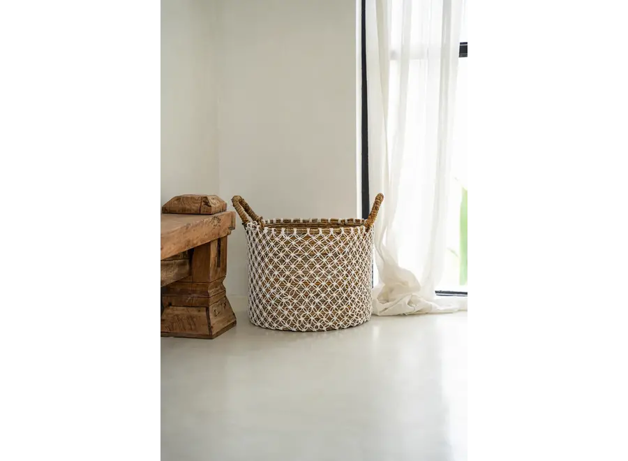 Algorta Cross-Stitch Basket - Seagrass Organizer