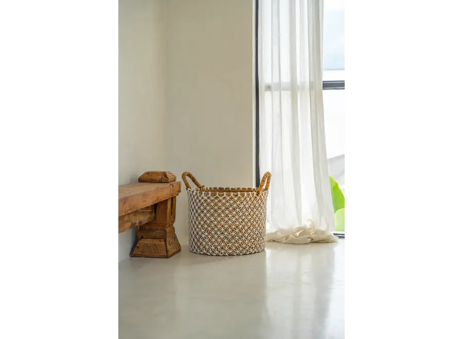 Algorta Cross-Stitch Basket - Seagrass Organizer