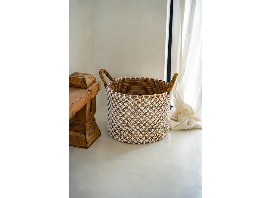 Algorta Cross-Stitch Basket - Seagrass Organizer