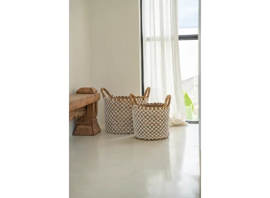 Algorta Cross-Stitch Basket - Seagrass Organizer