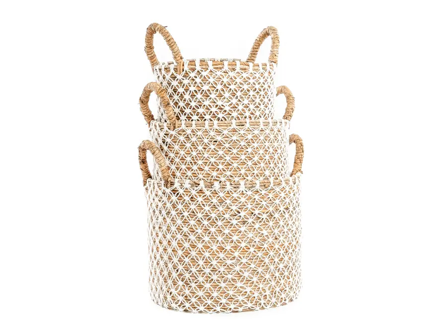 Algorta Cross-Stitch Basket - Seagrass Organizer