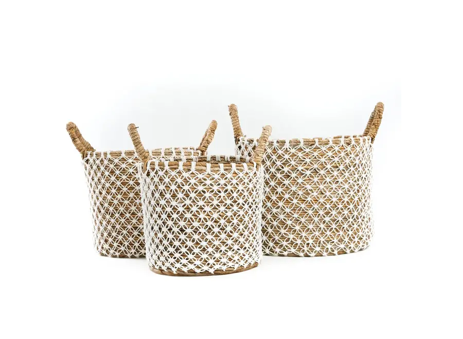 Algorta Cross-Stitch Basket - Seagrass Organizer