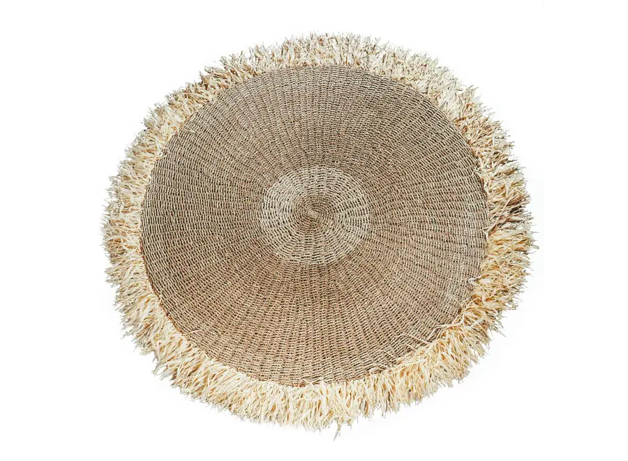 Lanzarote Textured Fringed Rug - Natural Fiber Carpet