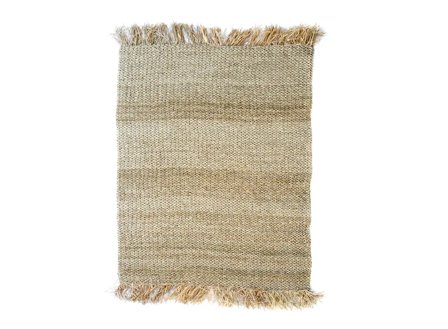 Lanzarote Textured Fringed Rug - Natural Fiber Carpet