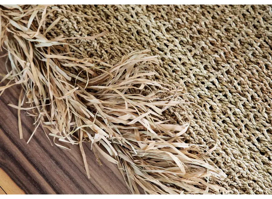 Lanzarote Textured Fringed Rug - Natural Fiber Carpet