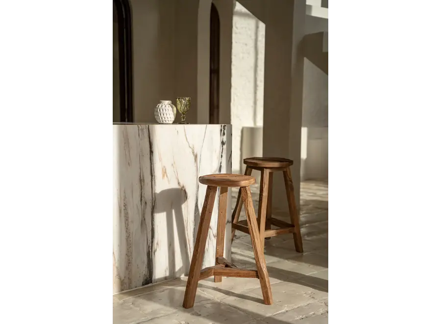Don Benito Rustic Stool - Teak Wood Stool
