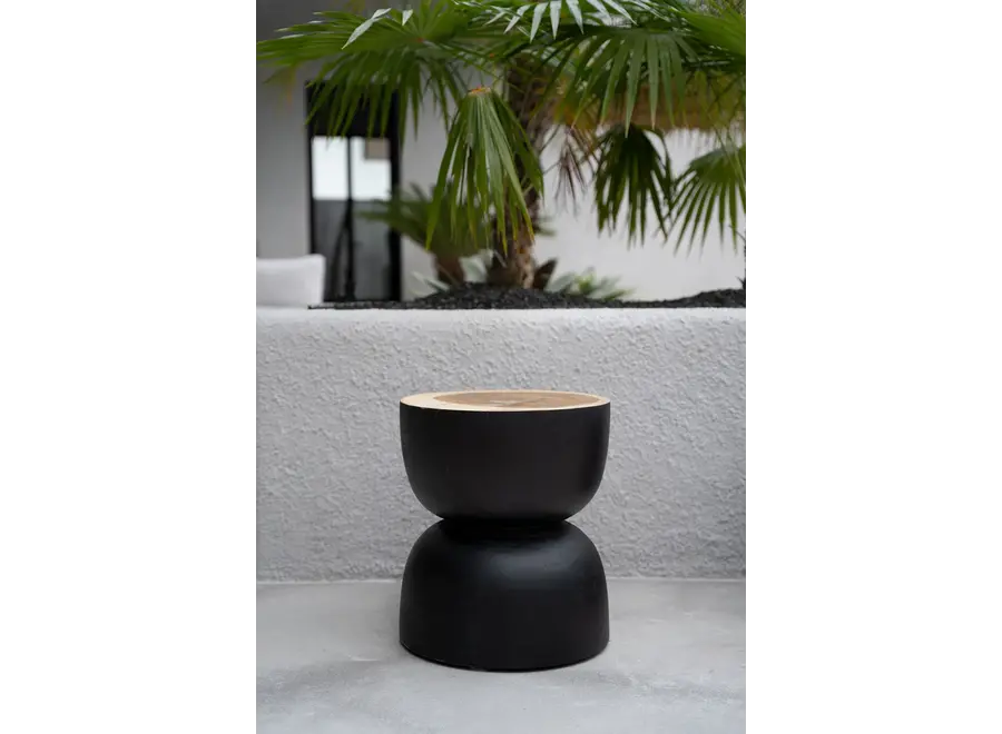 Albarracín Charcoal Stool - Suar Wood Stool