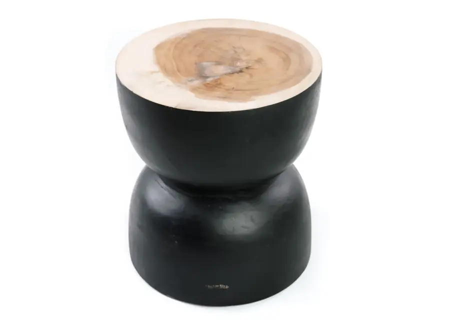 Albarracín Charcoal Stool - Suar Wood Stool