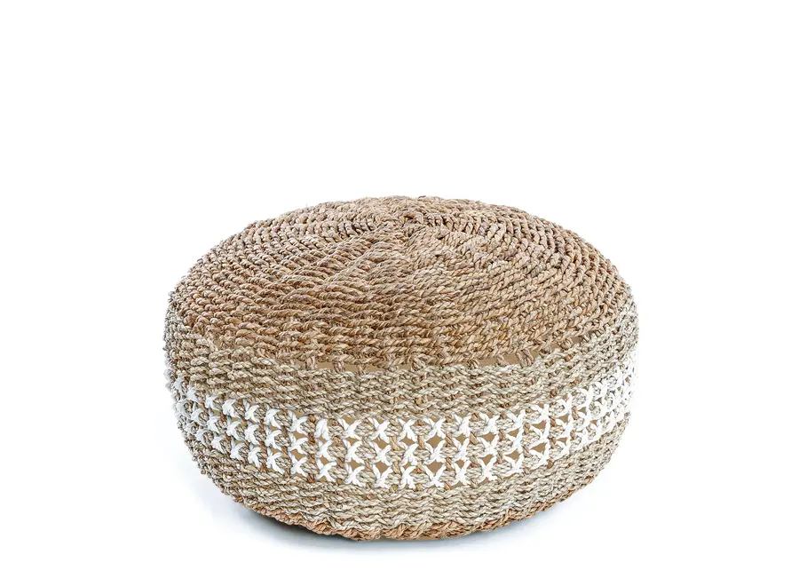 Albufera Seagrass Pouffe - Handcrafted Motif Ottoman