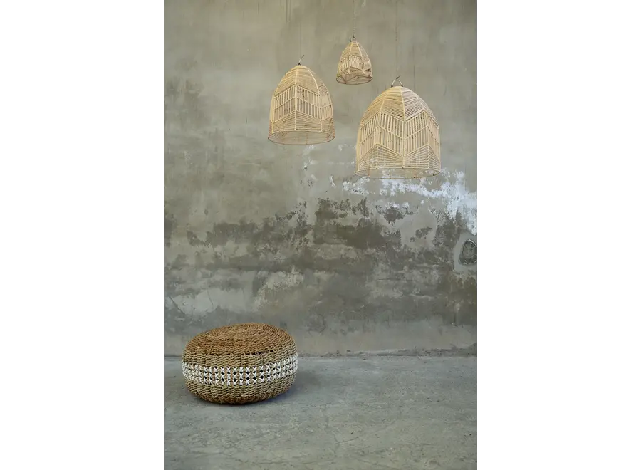 Albufera Seagrass Pouffe - Handcrafted Motif Ottoman