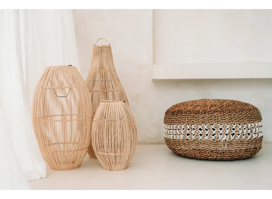 Albufera Seagrass Pouffe - Handcrafted Motif Ottoman