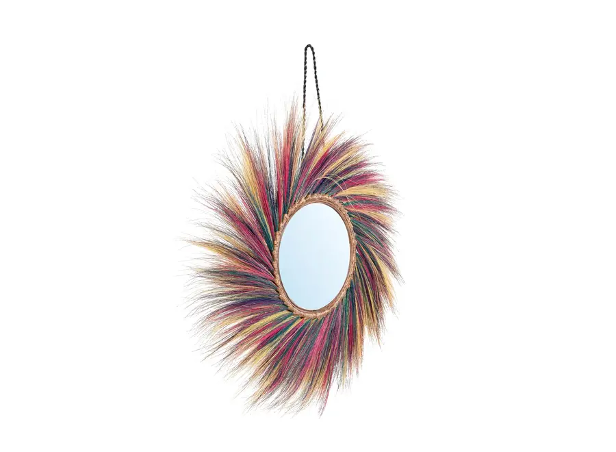 Marshmallow Rainbow Mirror - Grass and Banana Leaf Mirror