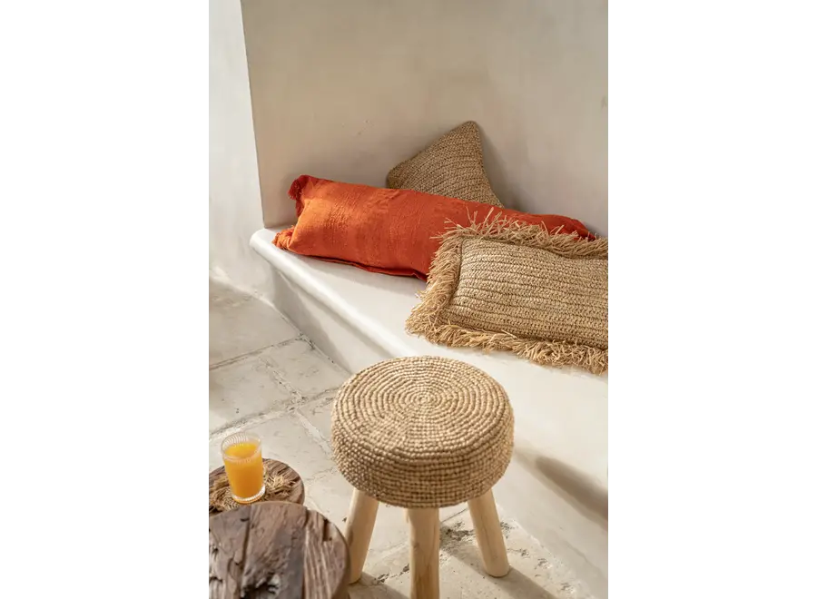 Calpe Crafted Raffia Cushion - Bohemian Home Accent