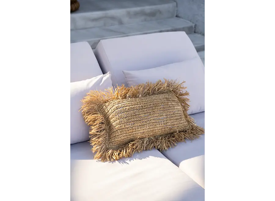 Calpe Crafted Raffia Cushion - Bohemian Home Accent