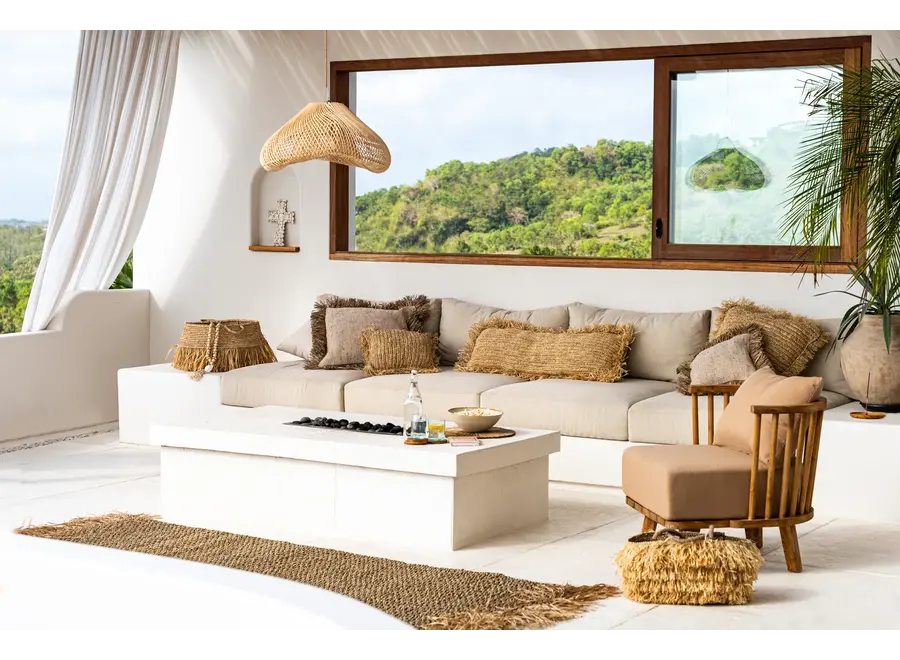 Calpe Crafted Raffia Cushion - Bohemian Home Accent