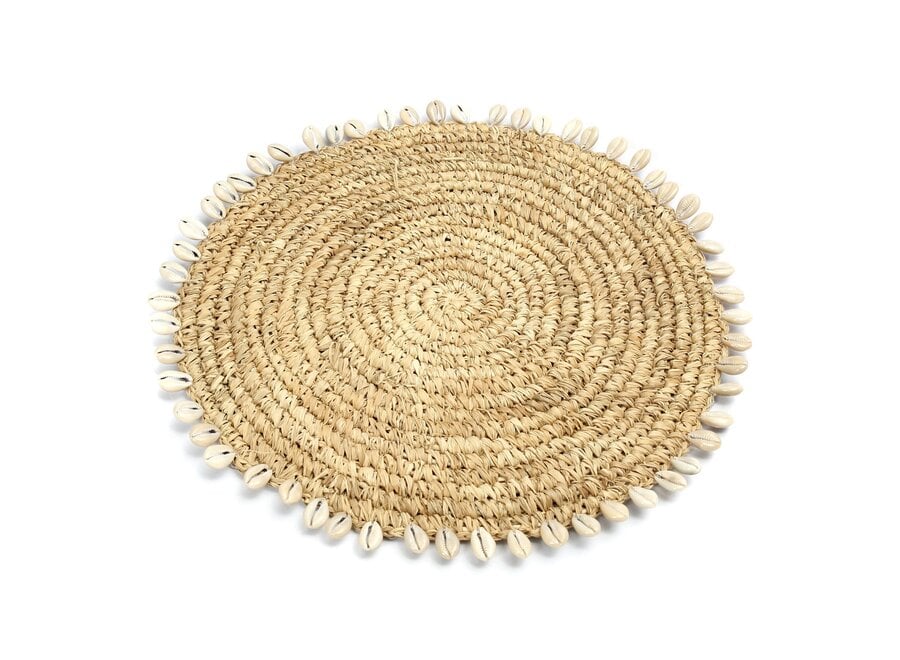 Formentera Island Charm Coaster - Raffia Seashell Mat