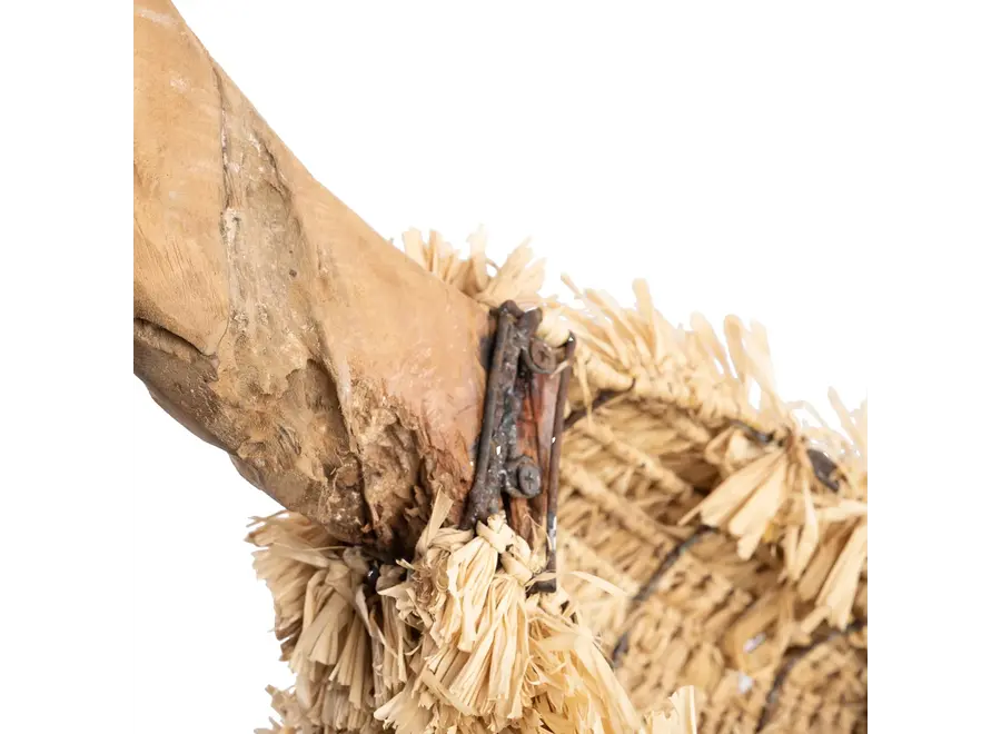 Zahara de la Sierra Raffia Bull Head - Teak Wood Bull Head