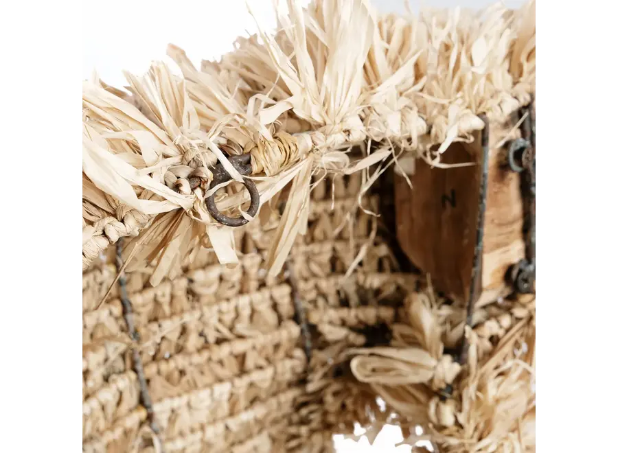 Zahara de la Sierra Raffia Bull Head - Teak Wood Bull Head