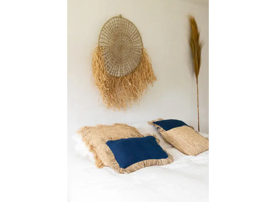 Cazorla Fringed Cushion - Raffia Fringed Cushion
