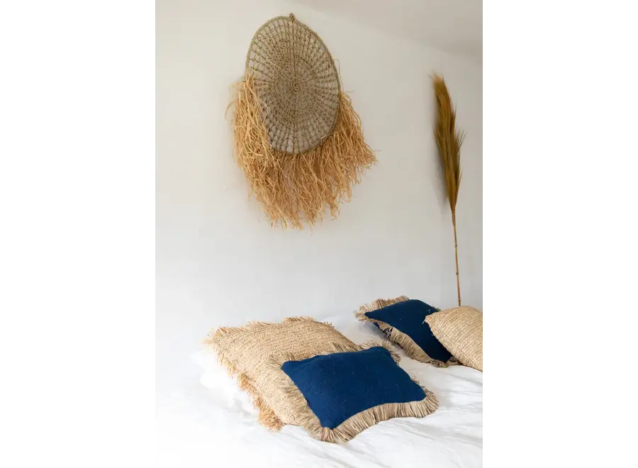 Cazorla Fringed Cushion - Raffia Fringed Cushion
