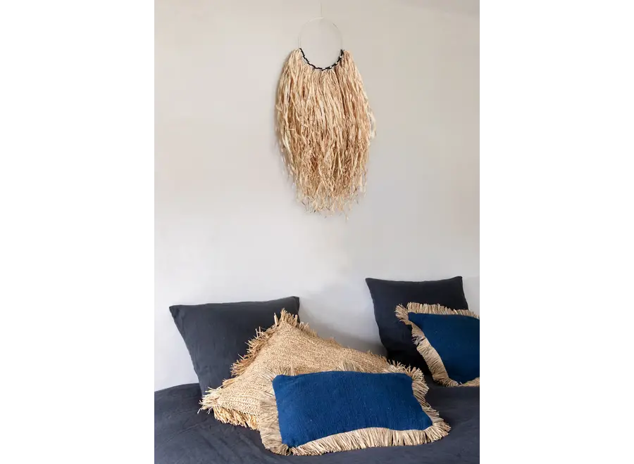 Cazorla Fringed Cushion - Raffia Fringed Cushion