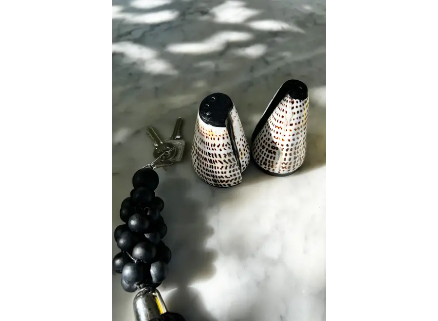 Cazorla Shell Topper Salt and Pepper Set - Handcrafted Dining Accessory