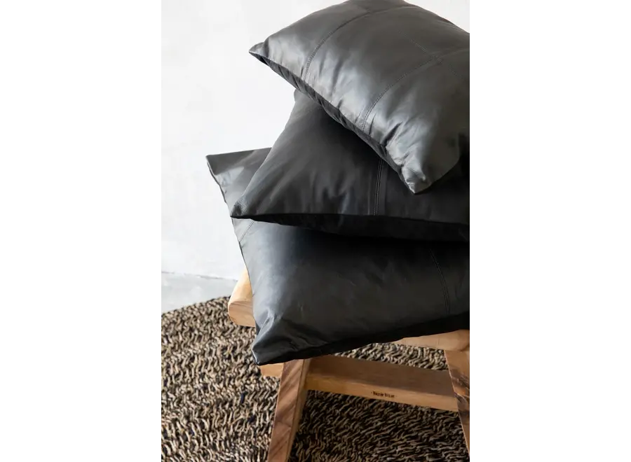 Calpe Chic Cushion - Black Leather Accent