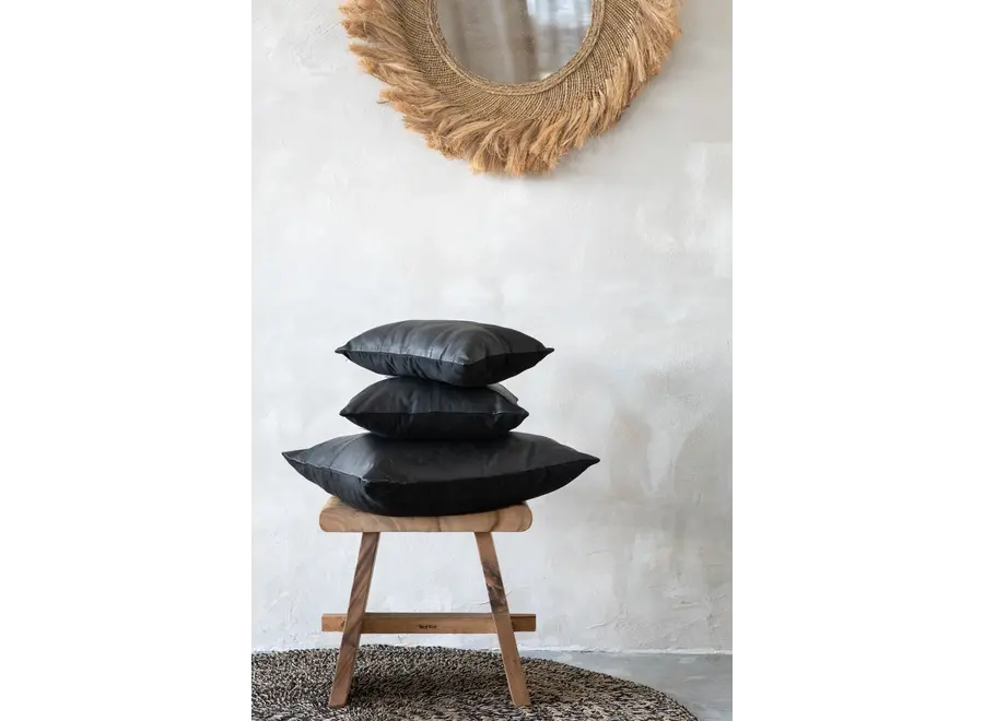 Calpe Chic Cushion - Black Leather Accent