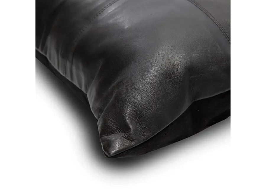 Calpe Chic Cushion - Black Leather Accent
