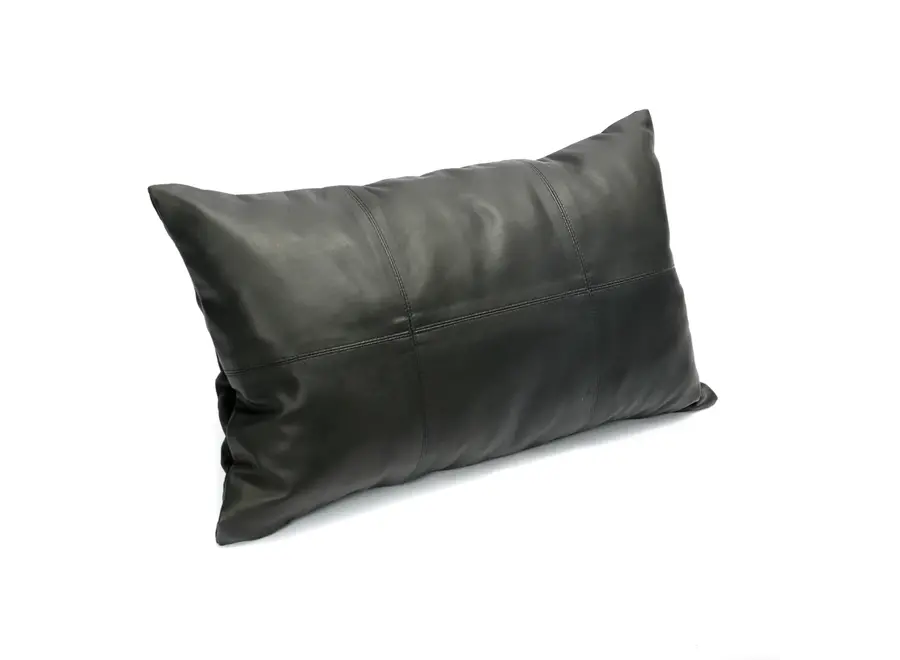 Calpe Chic Cushion - Black Leather Accent