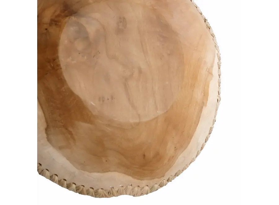 Rupit i Pruit Wood Bowl - Teak Wood and Leather Bowl