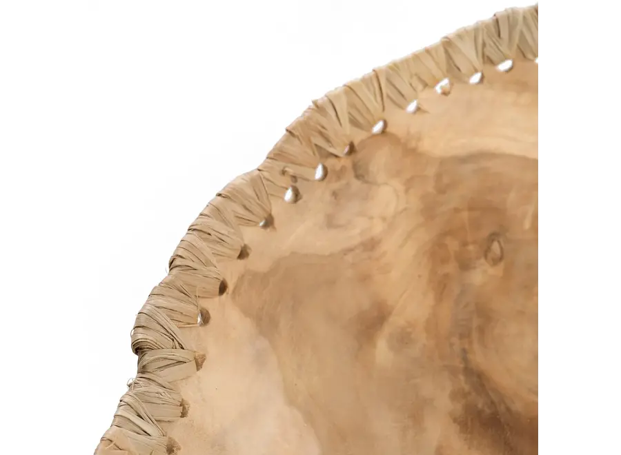 Rupit i Pruit Wood Bowl - Teak Wood and Leather Bowl