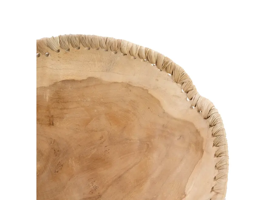 Rupit i Pruit Wood Bowl - Teak Wood and Leather Bowl