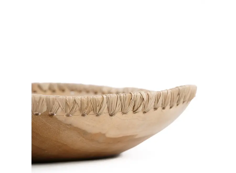 Rupit i Pruit Wood Bowl - Teak Wood and Leather Bowl