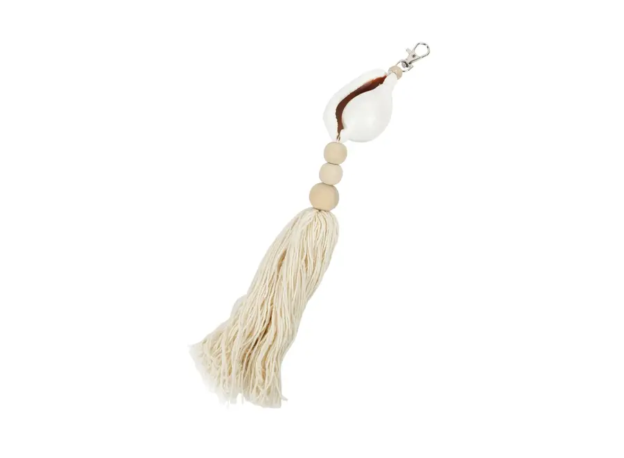 Cabo de Gata Boho Charm Keychain - Seashell & Wood Bead Keychain
