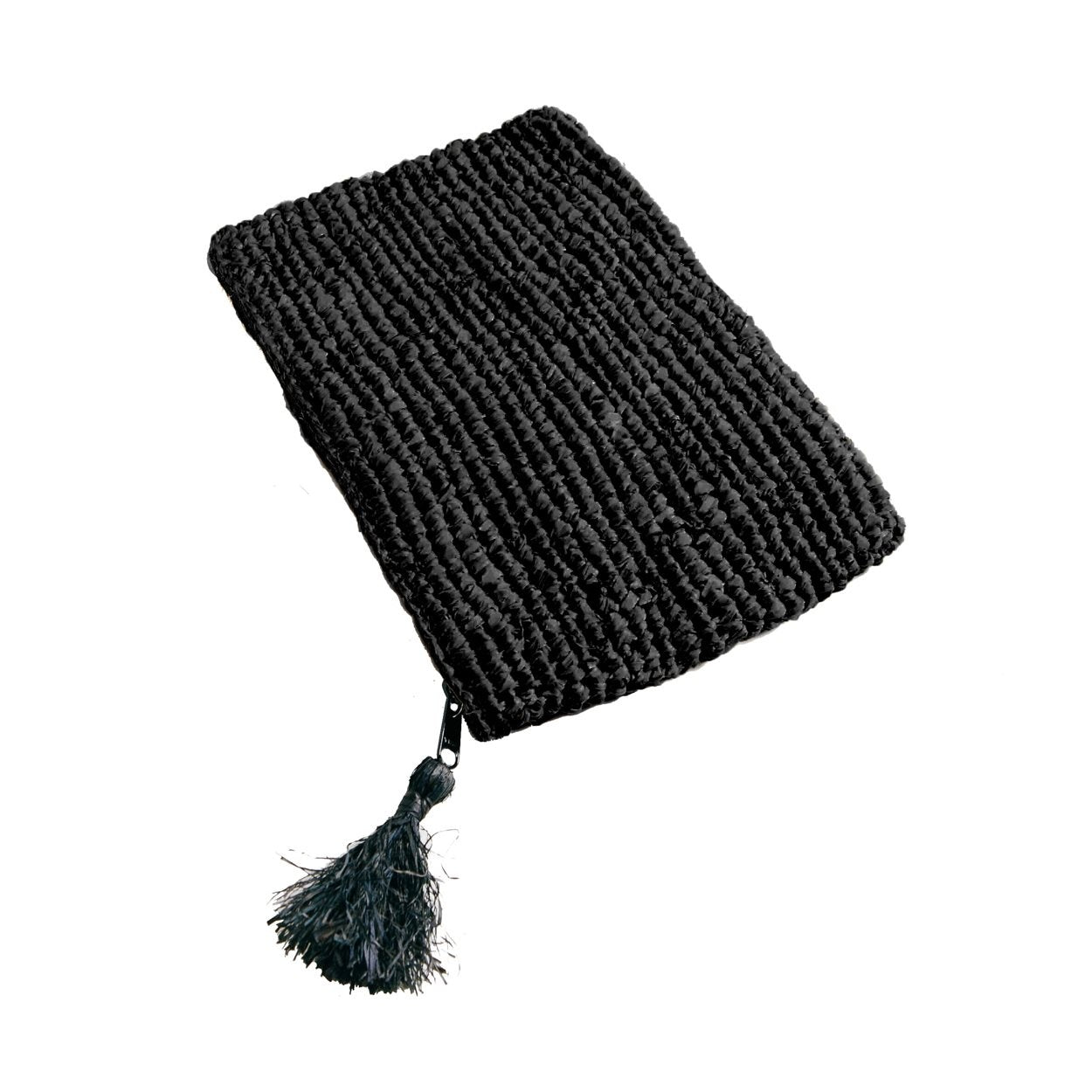 Cabo de Gata Boho Clutch - Black Raffia Clutch