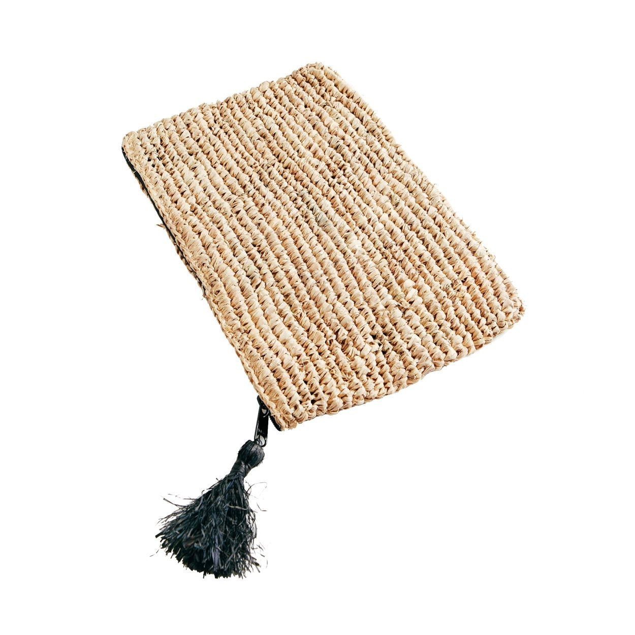 Ibiza Breeze Natural Clutch - Black Raffia Clutch