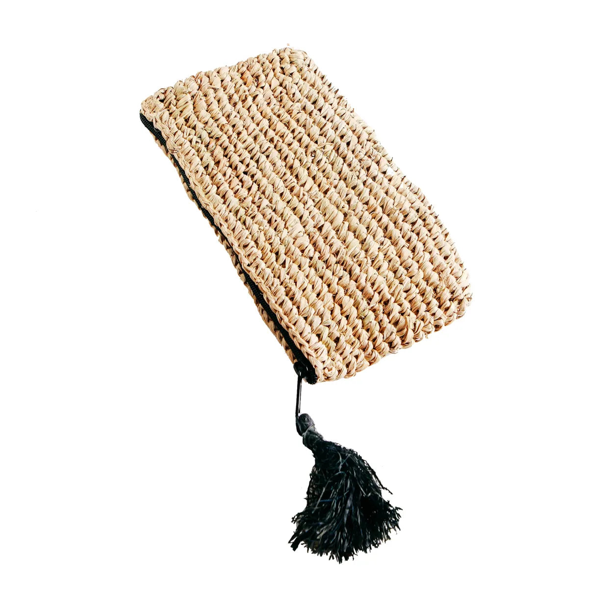 Ibiza Breeze Natural Clutch - Black Raffia Clutch