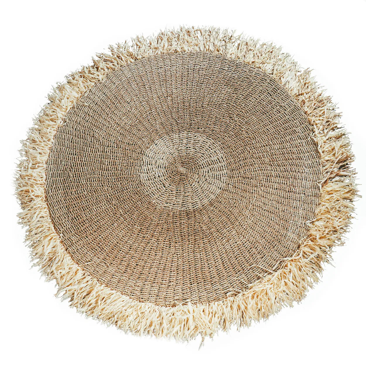Lanzarote Textured Fringed Rug - Natural Fiber Carpet